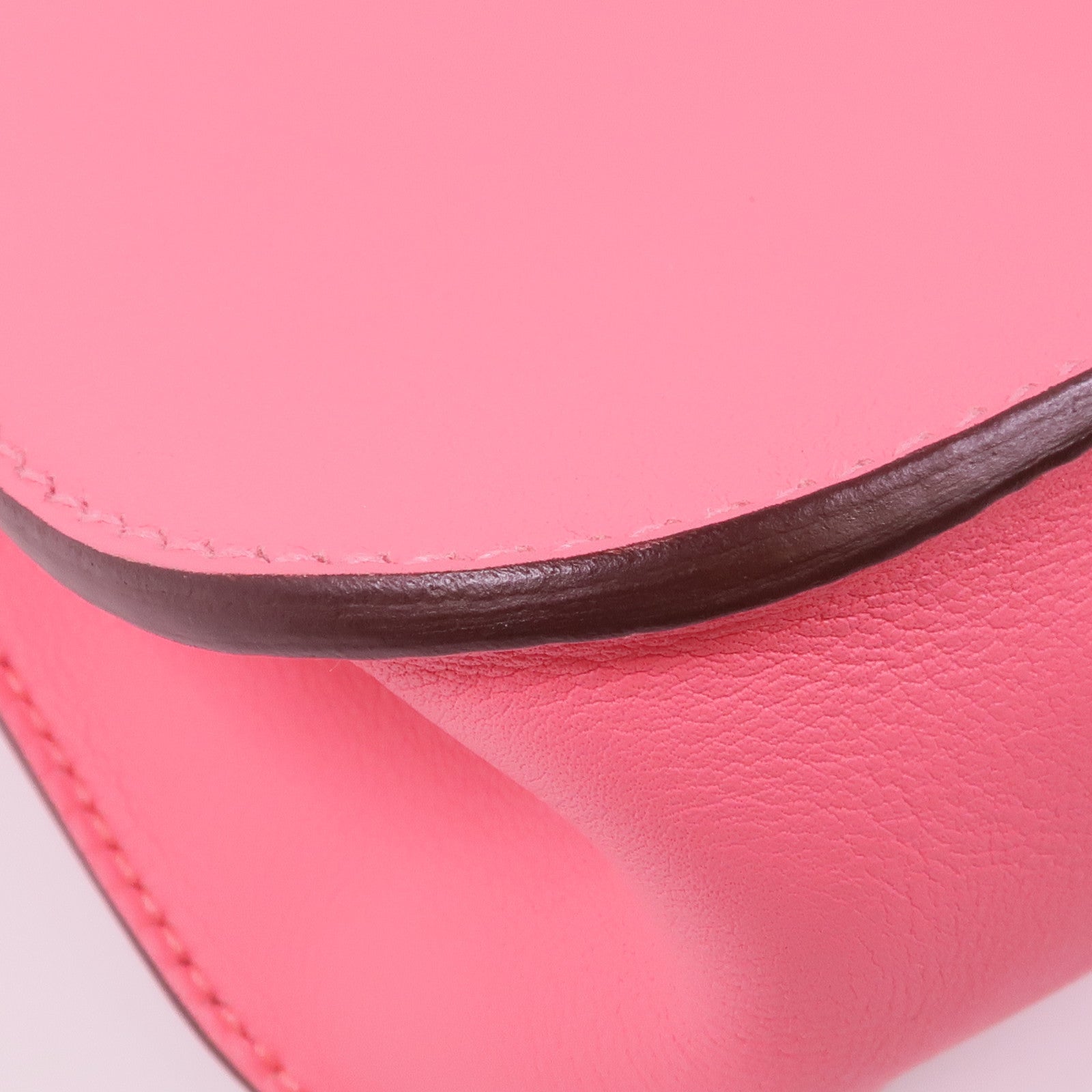 HERMES Swift皮革Mini Halzan金扣手挽肩背兩用袋Rose Azalee