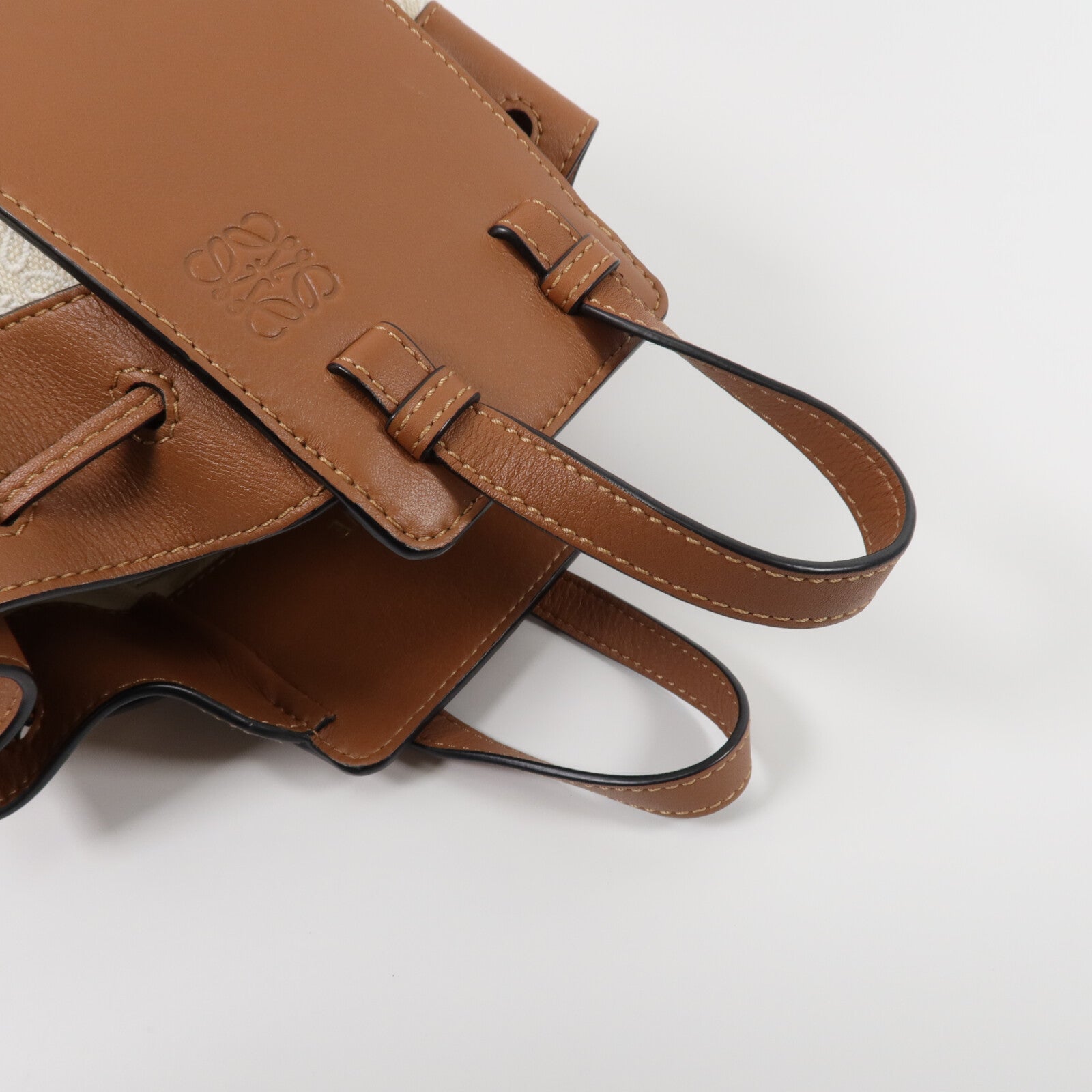 LOEWE 帆布/牛皮皮革Hammock Mini手挽肩背兩用袋