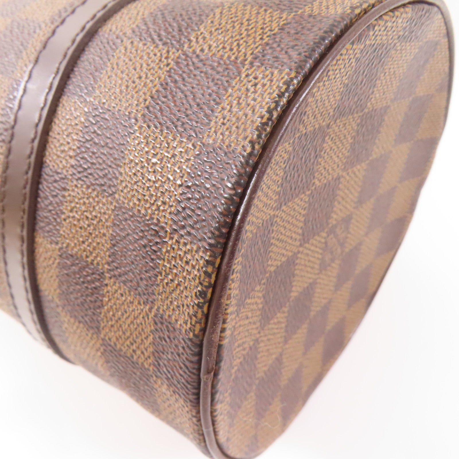 LOUIS VUITTON Damier Papillon PM金扣手挽袋棕色