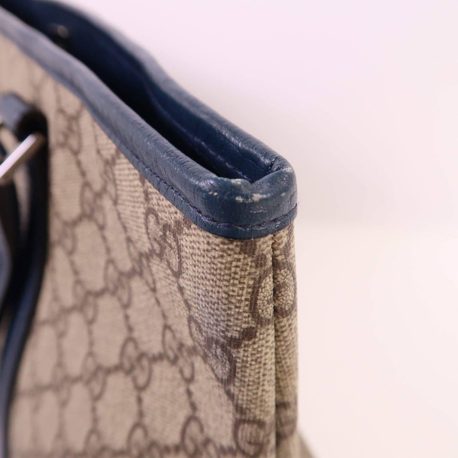 GUCCI 塗層帆布Tote Bag銀扣肩背袋