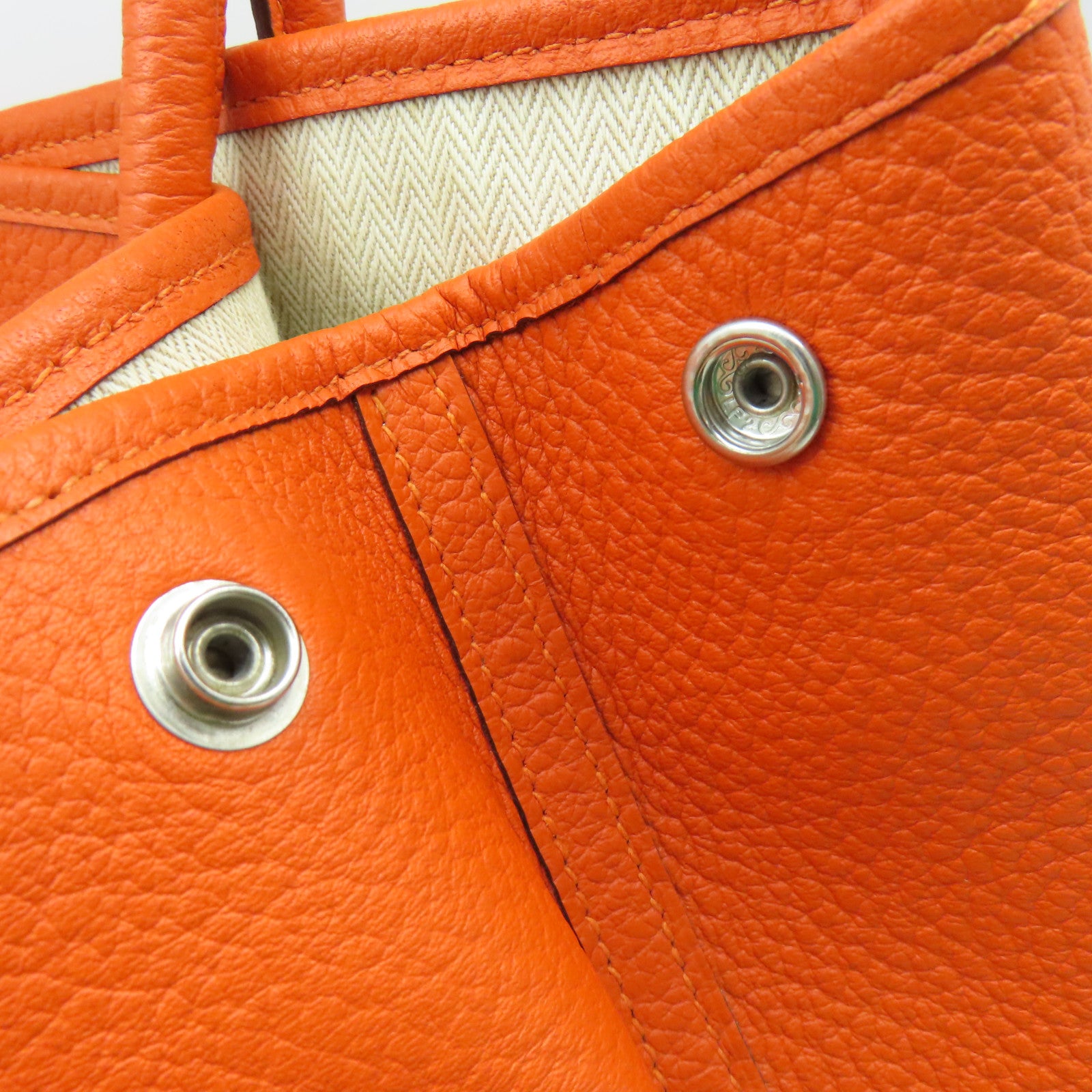 HERMES 【激減優惠】Negonda皮革Garden Party PM Tote Bag銀扣手挽袋Orange橙色