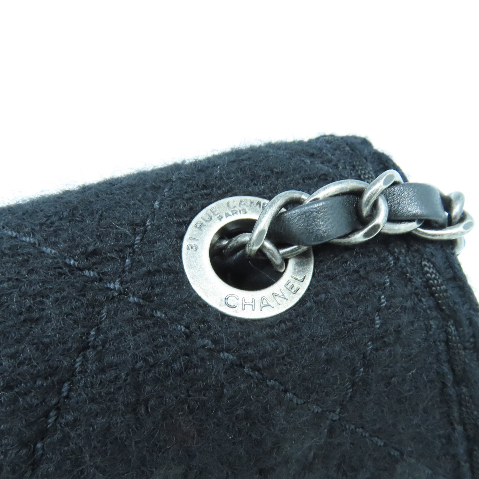 CHANEL 【激減優惠】菱格羊絨Chain Shoulder銀扣鏈帶肩背袋黑色