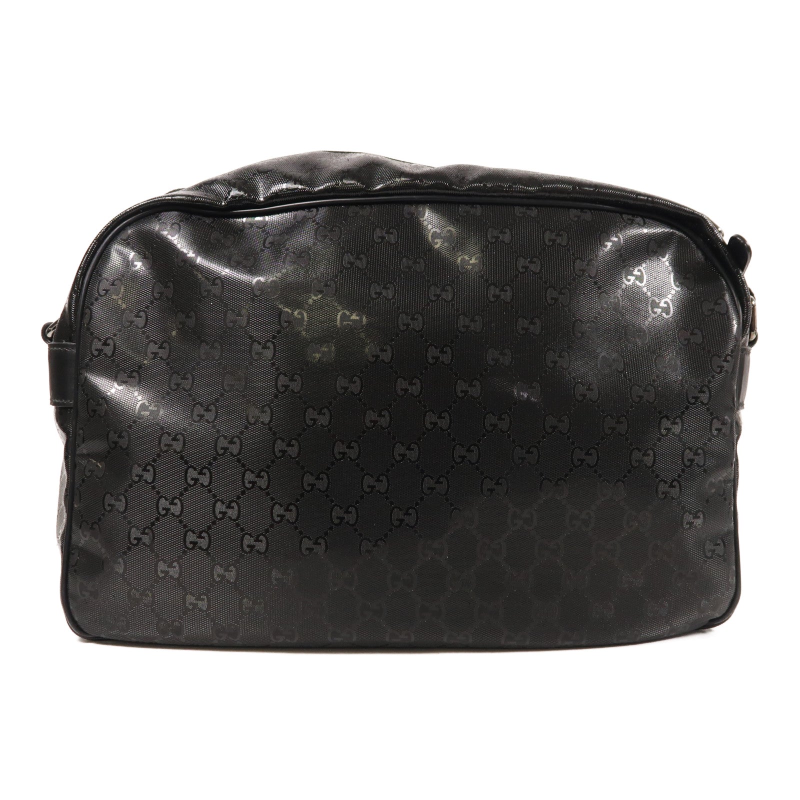 GUCCI 塗層帆布GG Implementation銀扣肩背袋