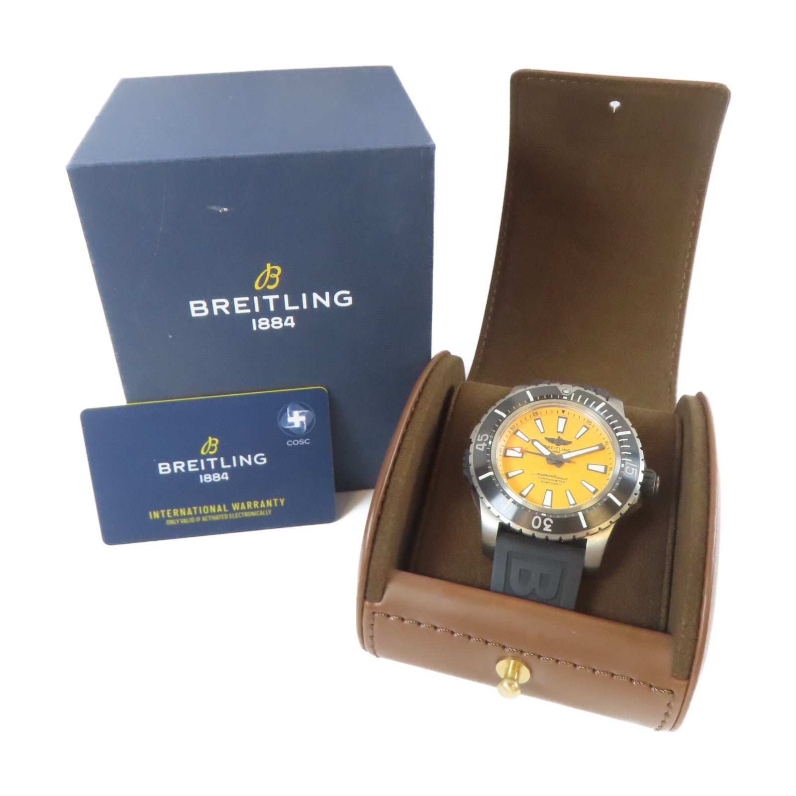 BREITLING Superocean鈦/橡膠手錶自動機芯橙色/黑色