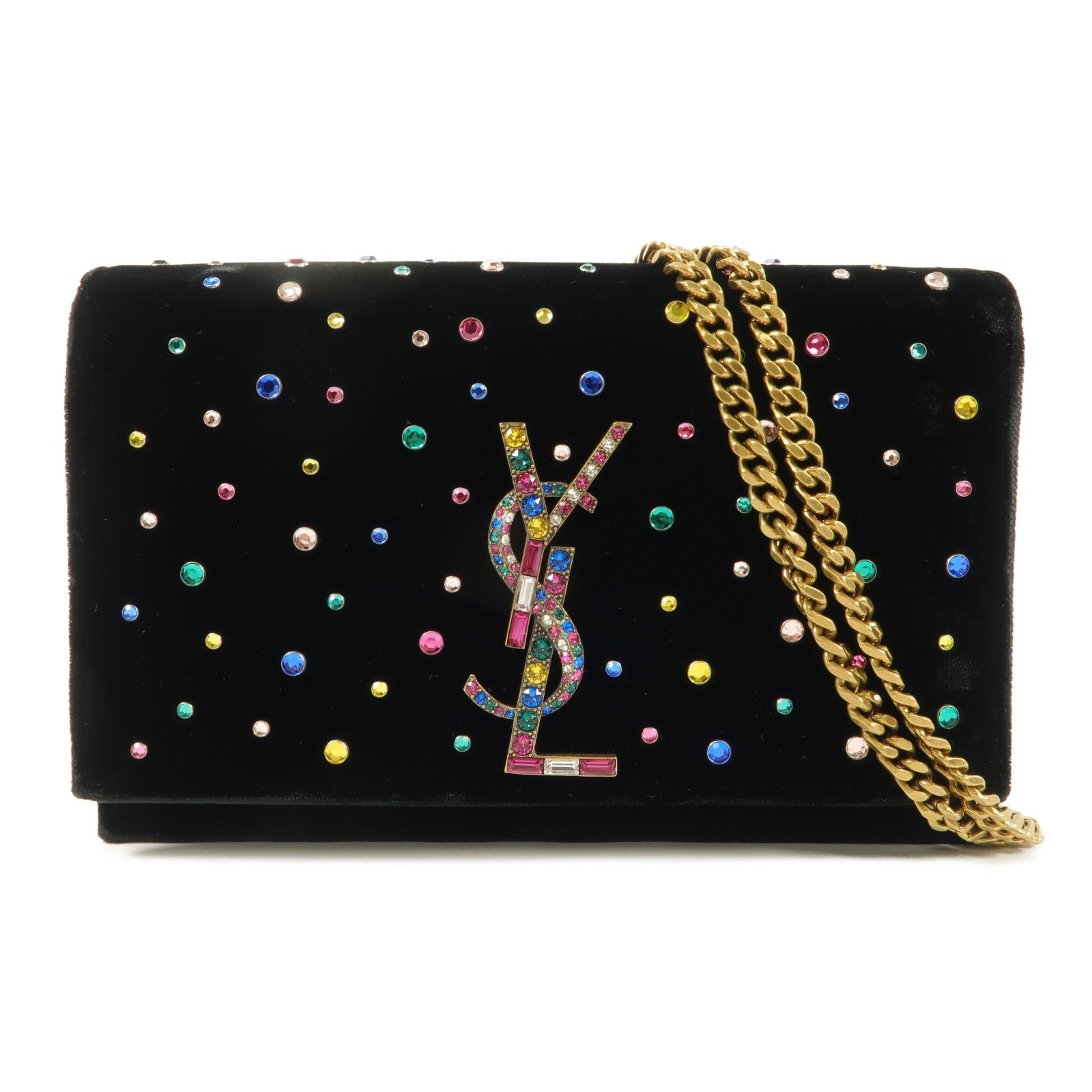 SAINT LAURENT 天鵝絨Crossbody Shoulder Bag鏈帶肩背袋