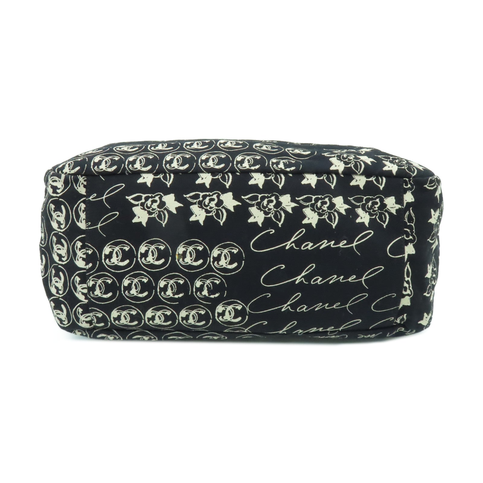 CHANEL 【清倉大減價】帆布Chain Shoulder Bag銀扣鏈帶肩背袋黒色
