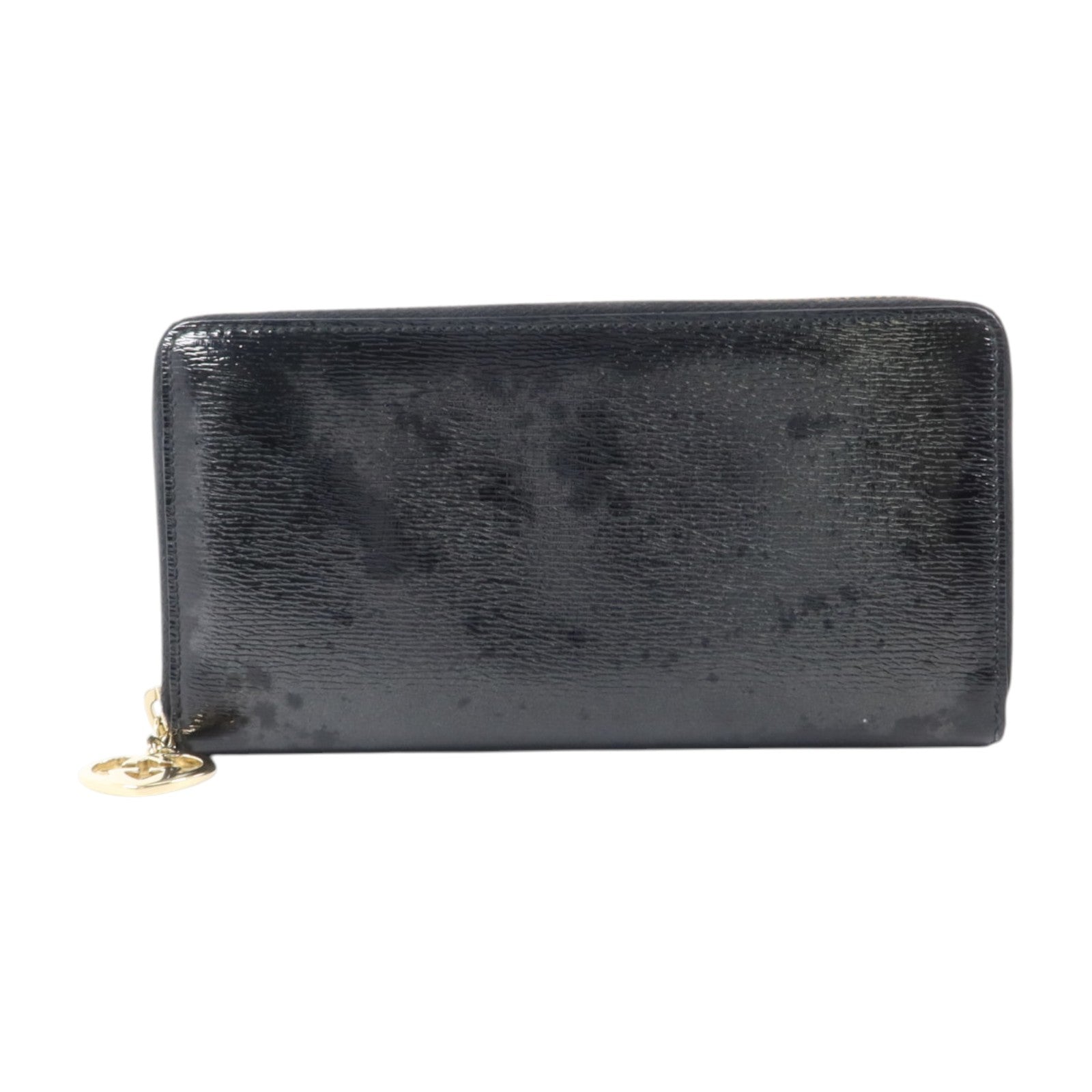 GUCCI 漆皮皮革Lovely Line Zip-Around Long Wallet金扣長錢包