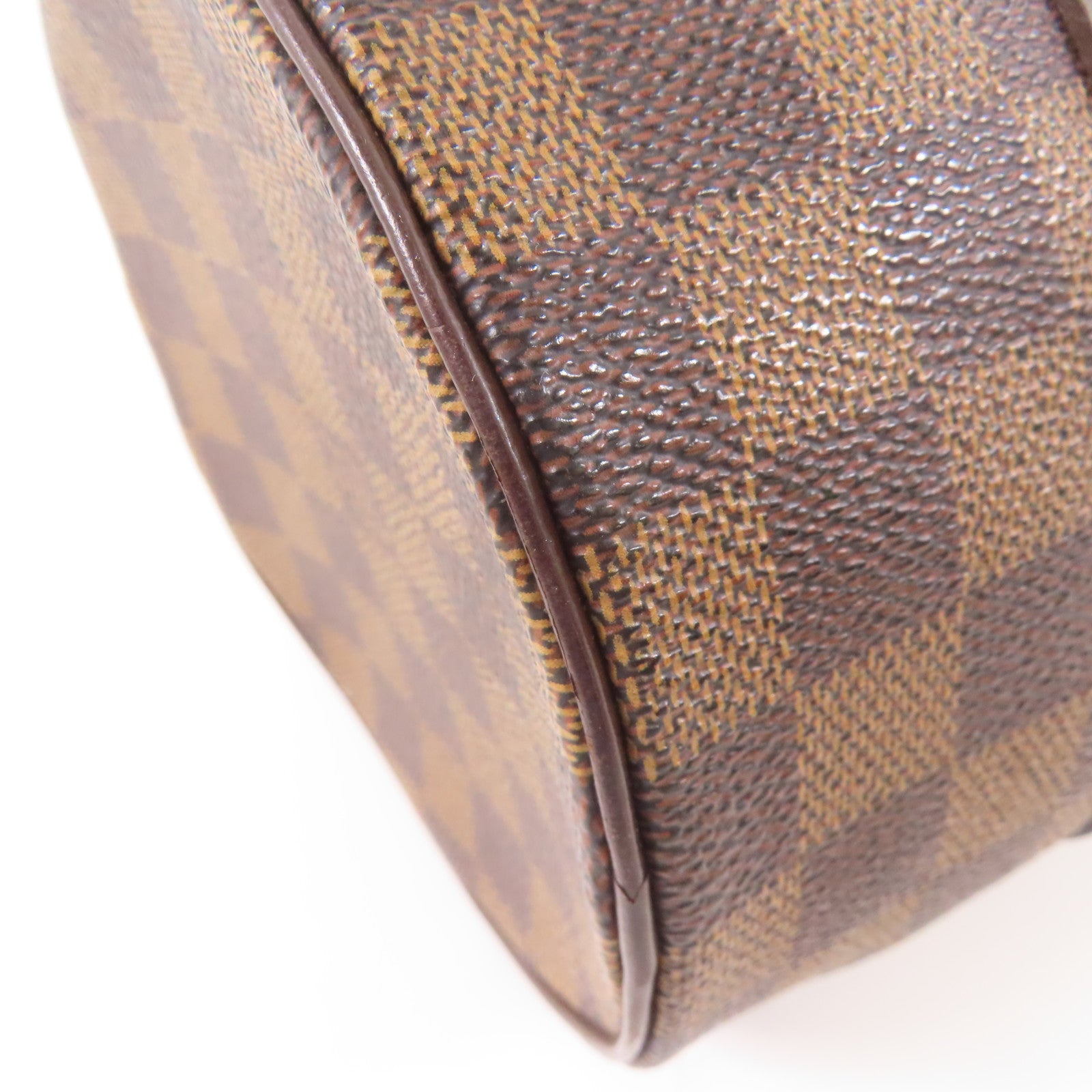 LOUIS VUITTON Damier Papillon PM金扣手挽袋棕色