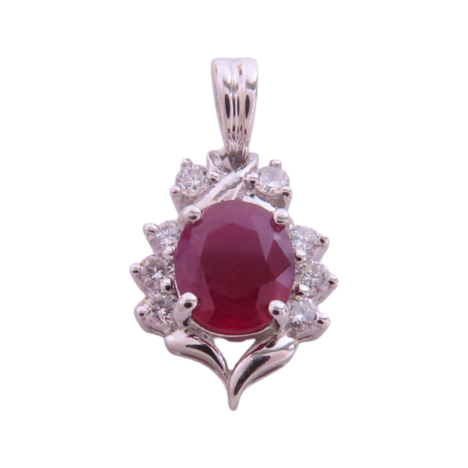 JEWELRY 18K白金Ruby Diamond Pendant Top紅寶石/鑽石吊墜頭扣