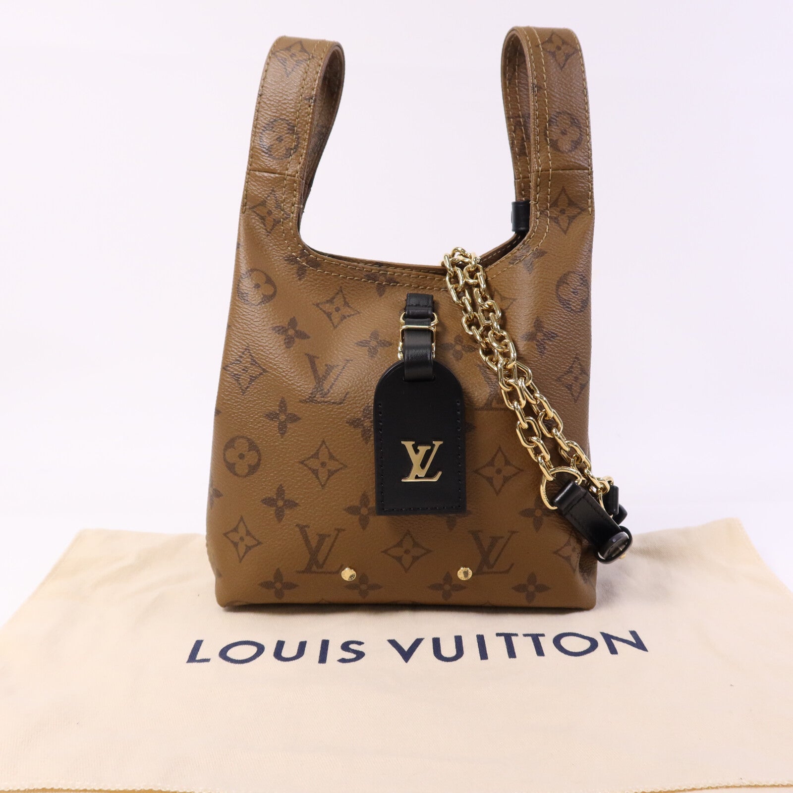 LOUIS VUITTON Monogram Reverse Atlantis BB金扣手挽肩背兩用袋