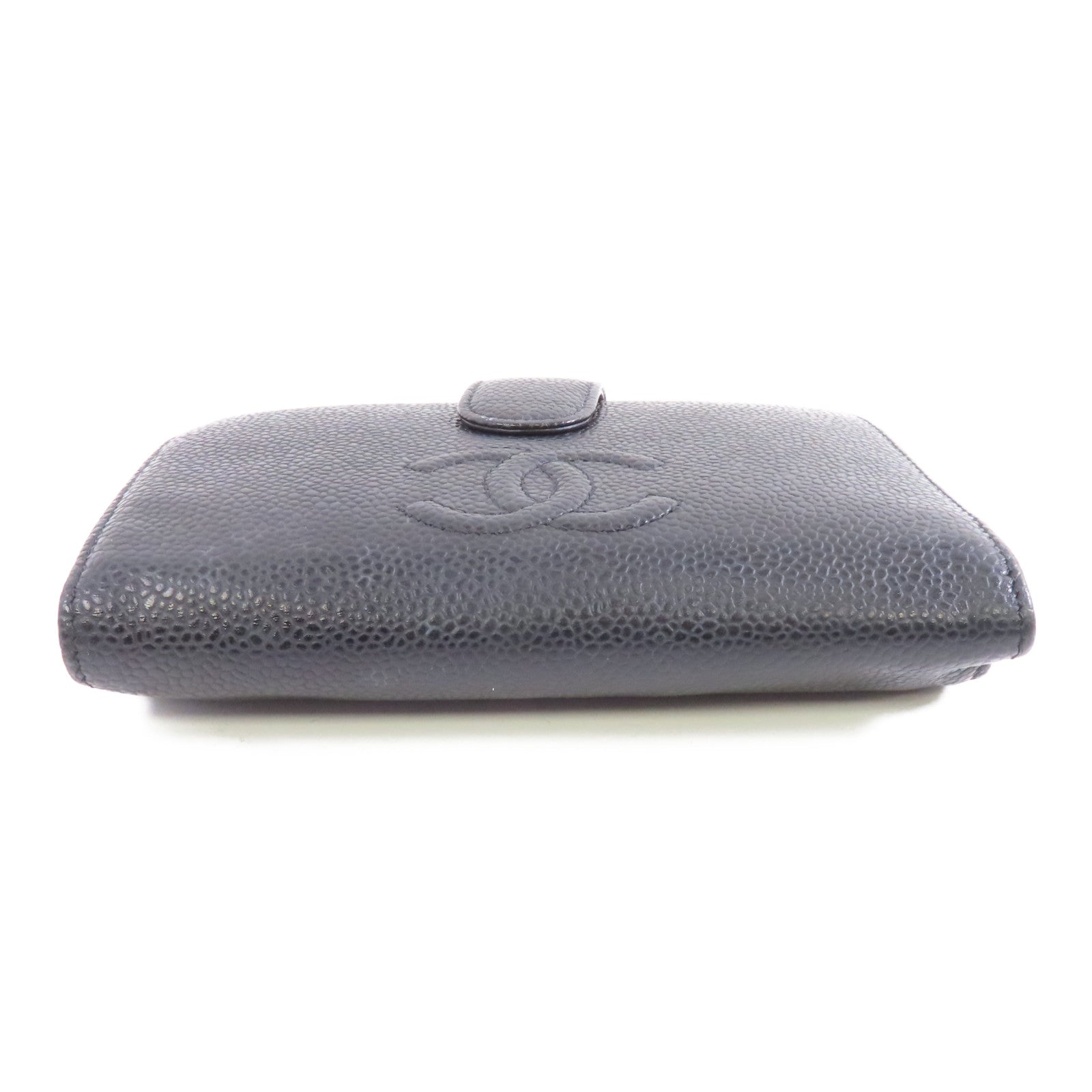 CHANEL 牛皮皮革Wallet銀扣錢包黑色
