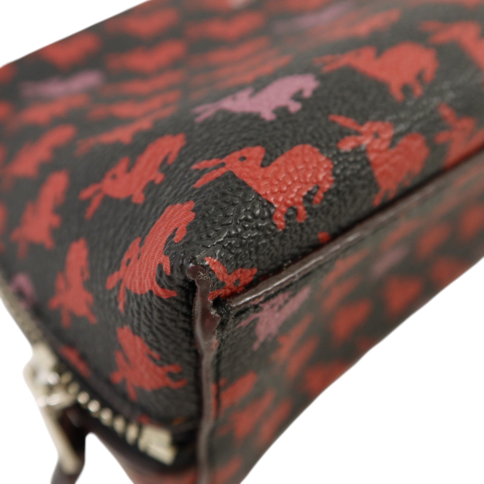 COACH 塗層帆布Bummy Print Case銀扣手拿包