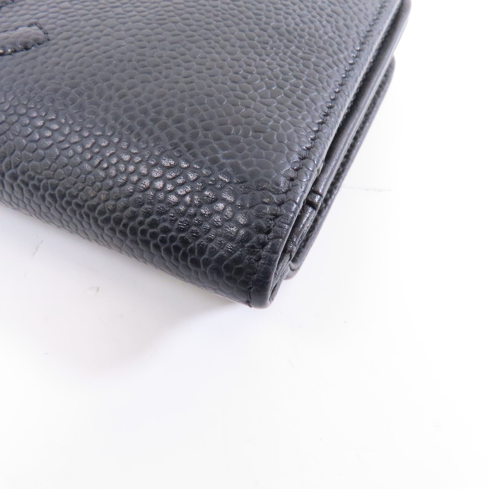 CHANEL 牛皮皮革Wallet銀扣錢包黑色