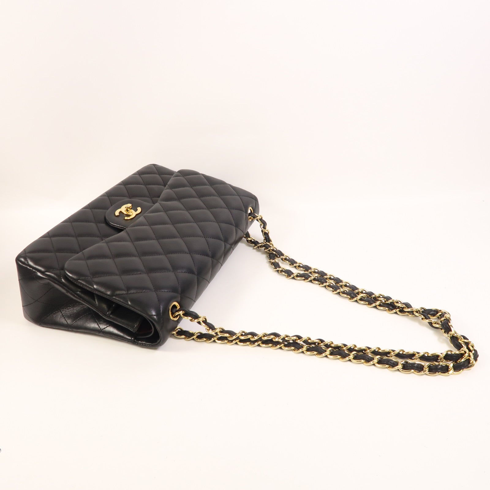 CHANEL 羊皮皮革Large Classic金扣鏈帶肩背袋