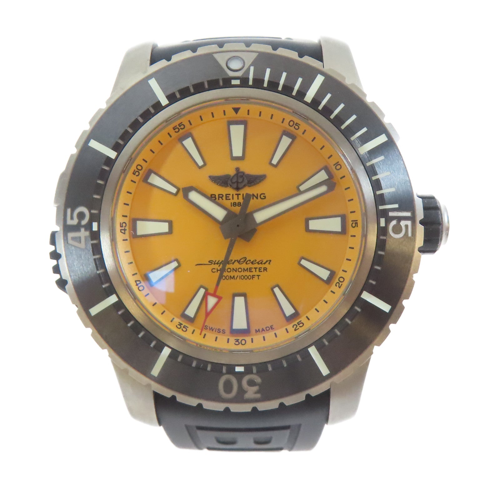 BREITLING Superocean鈦/橡膠手錶自動機芯橙色/黑色