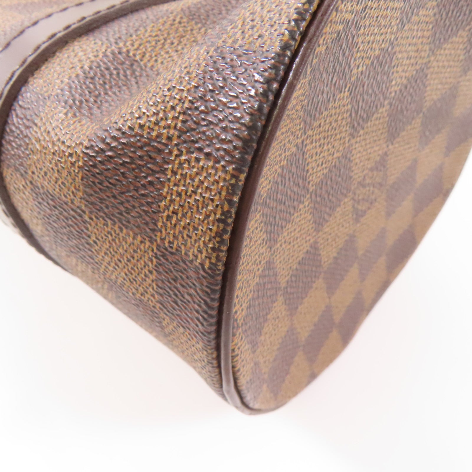LOUIS VUITTON Damier Papillon PM金扣手挽袋棕色