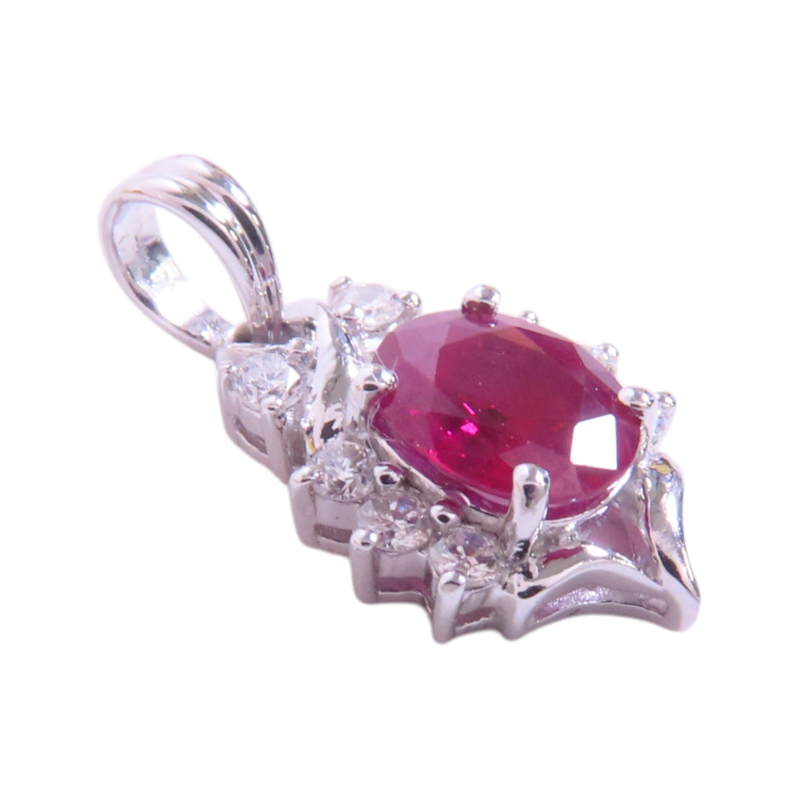 JEWELRY 18K白金Ruby Diamond Pendant Top紅寶石/鑽石吊墜頭扣