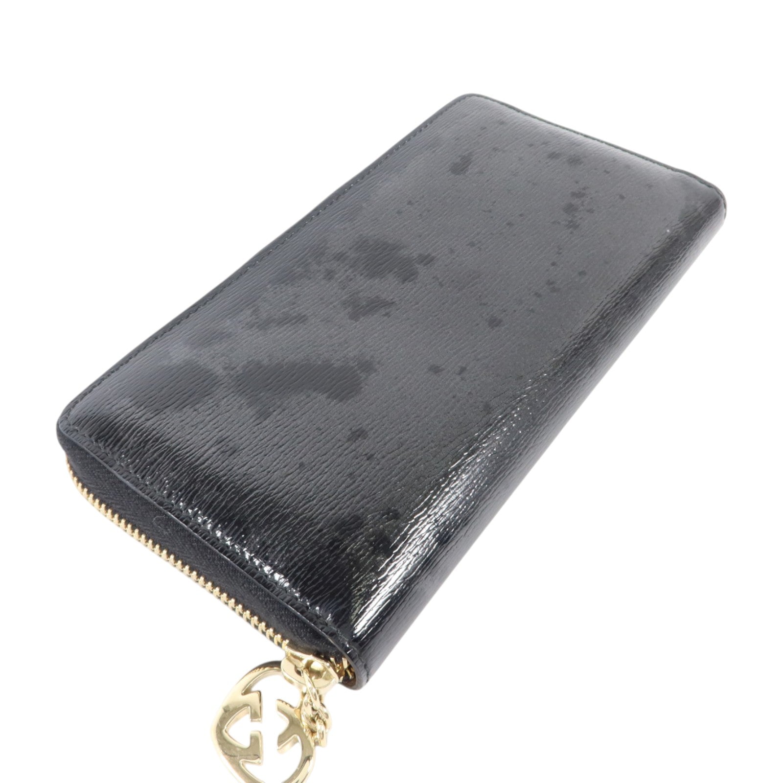GUCCI 漆皮皮革Lovely Line Zip-Around Long Wallet金扣長錢包