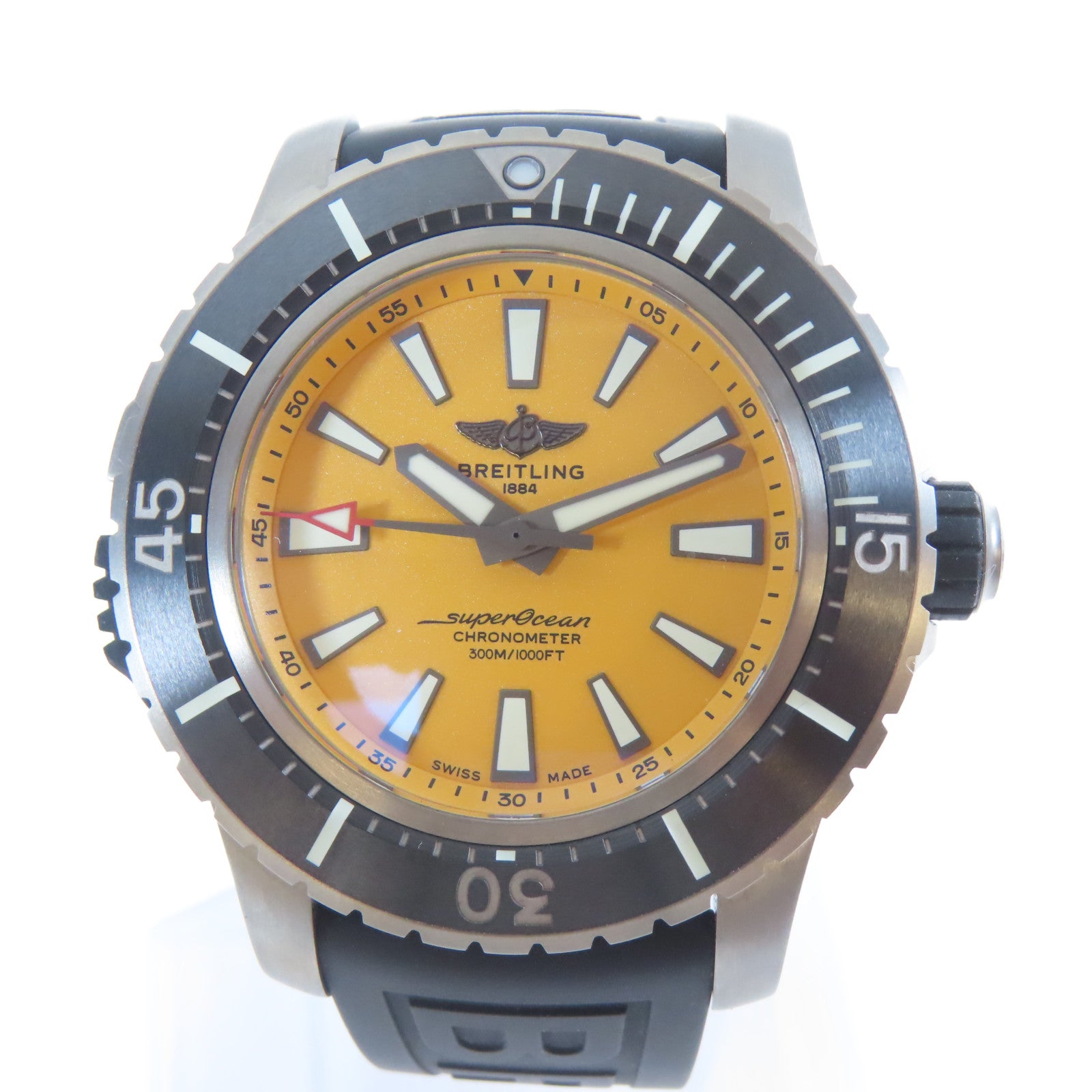 BREITLING Superocean鈦/橡膠手錶自動機芯橙色/黑色