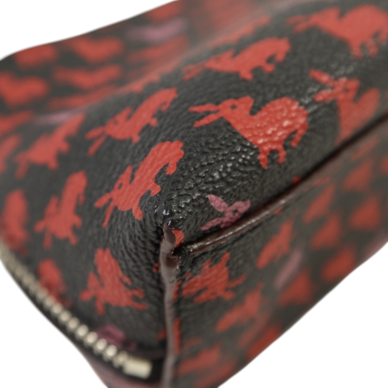 COACH 塗層帆布Bummy Print Case銀扣手拿包