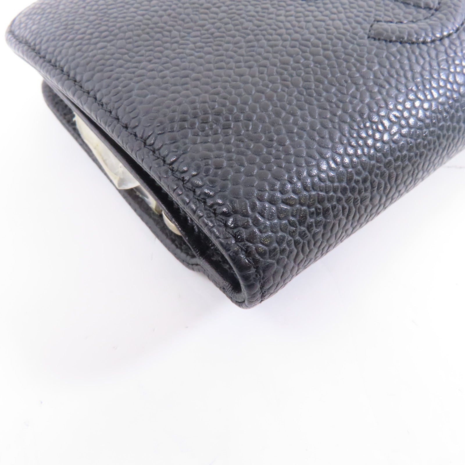 CHANEL 牛皮皮革Wallet銀扣錢包黑色
