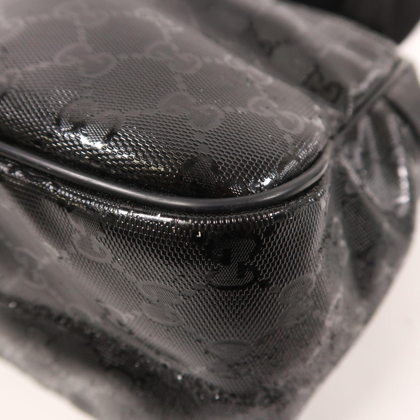 GUCCI 塗層帆布GG Implementation銀扣肩背袋