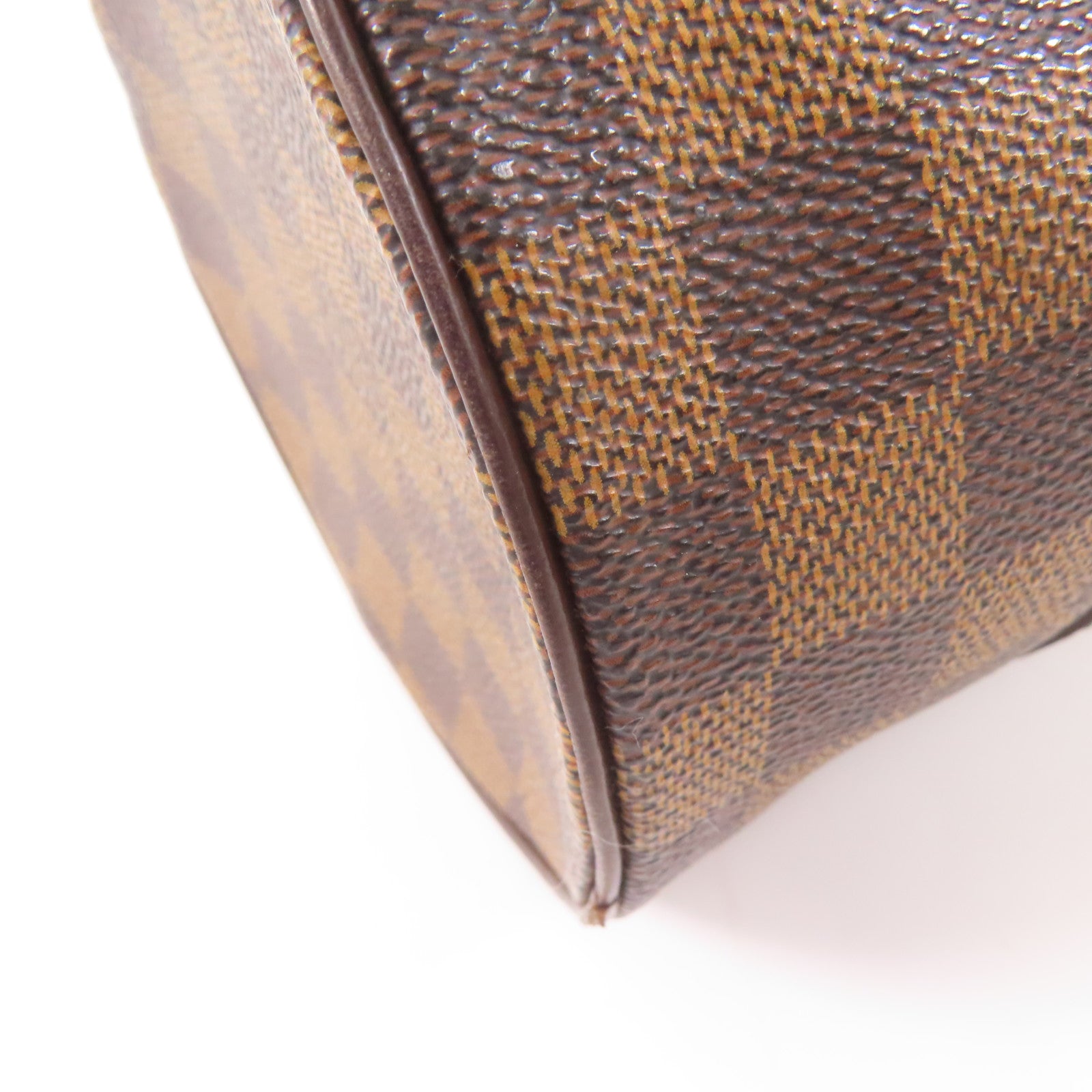 LOUIS VUITTON Damier Papillon PM金扣手挽袋棕色