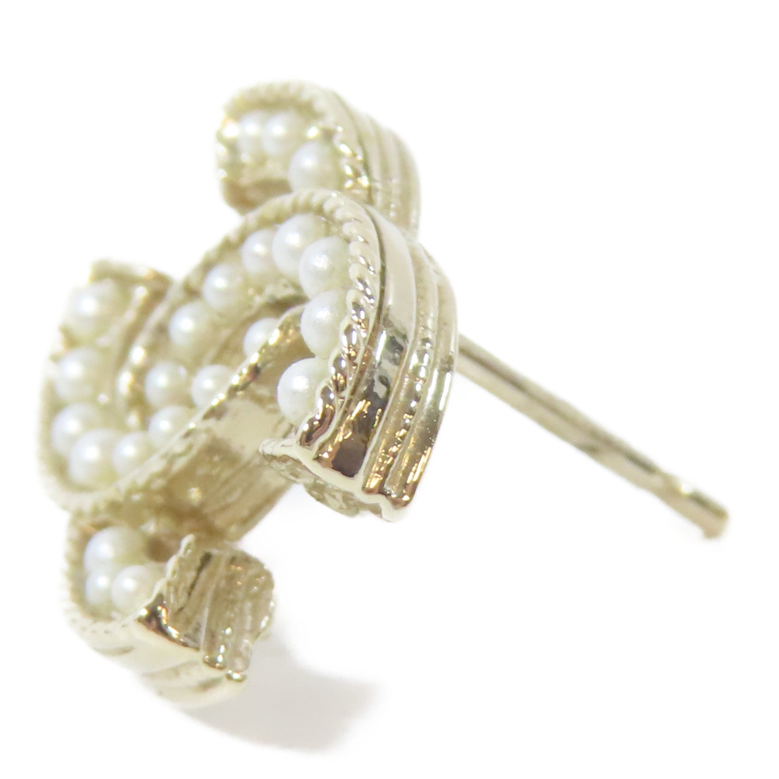 CHANEL 金屬Pierced Earrings耳環金色/白色