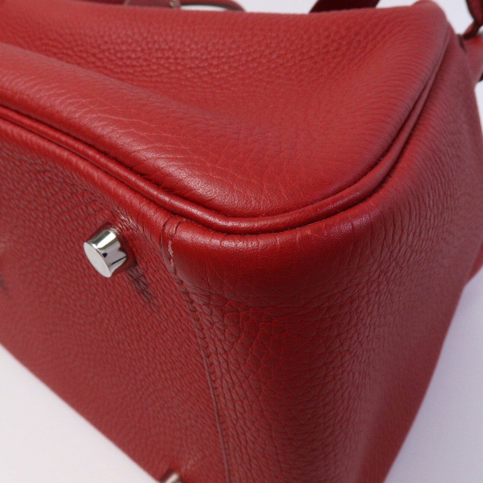 HERMES Clemence皮革Lindy 30手挽肩背兩用袋Rouge Garance