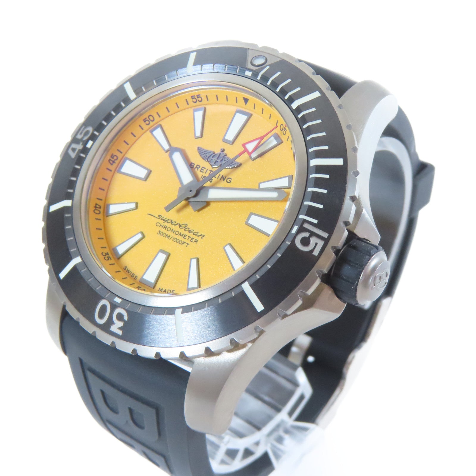BREITLING Superocean鈦/橡膠手錶自動機芯橙色/黑色