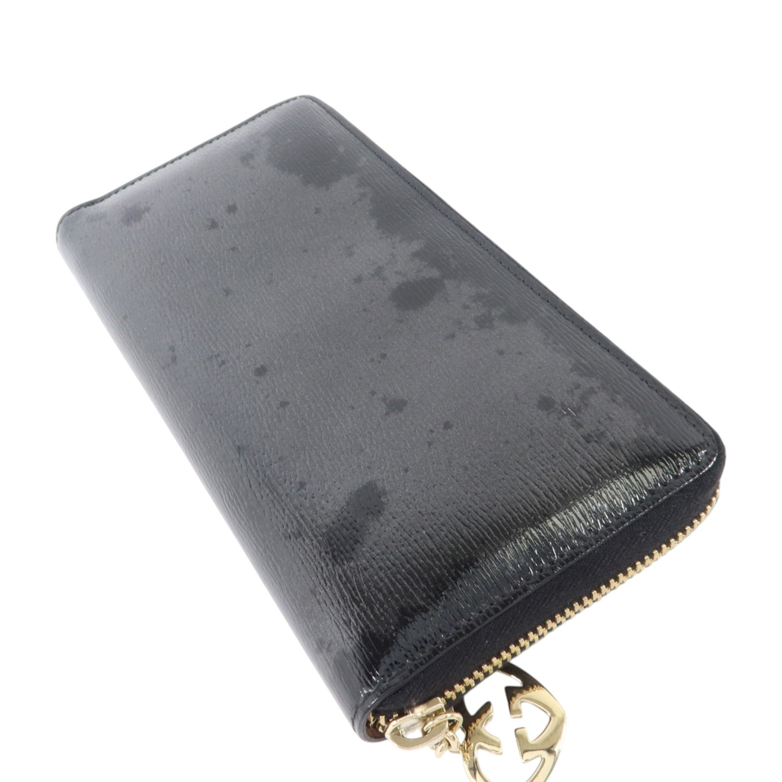 GUCCI 漆皮皮革Lovely Line Zip-Around Long Wallet金扣長錢包