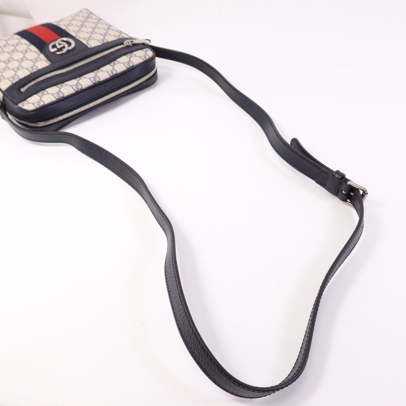GUCCI 塗層帆布Ophidia Messenger GG Supreme銀扣肩背袋