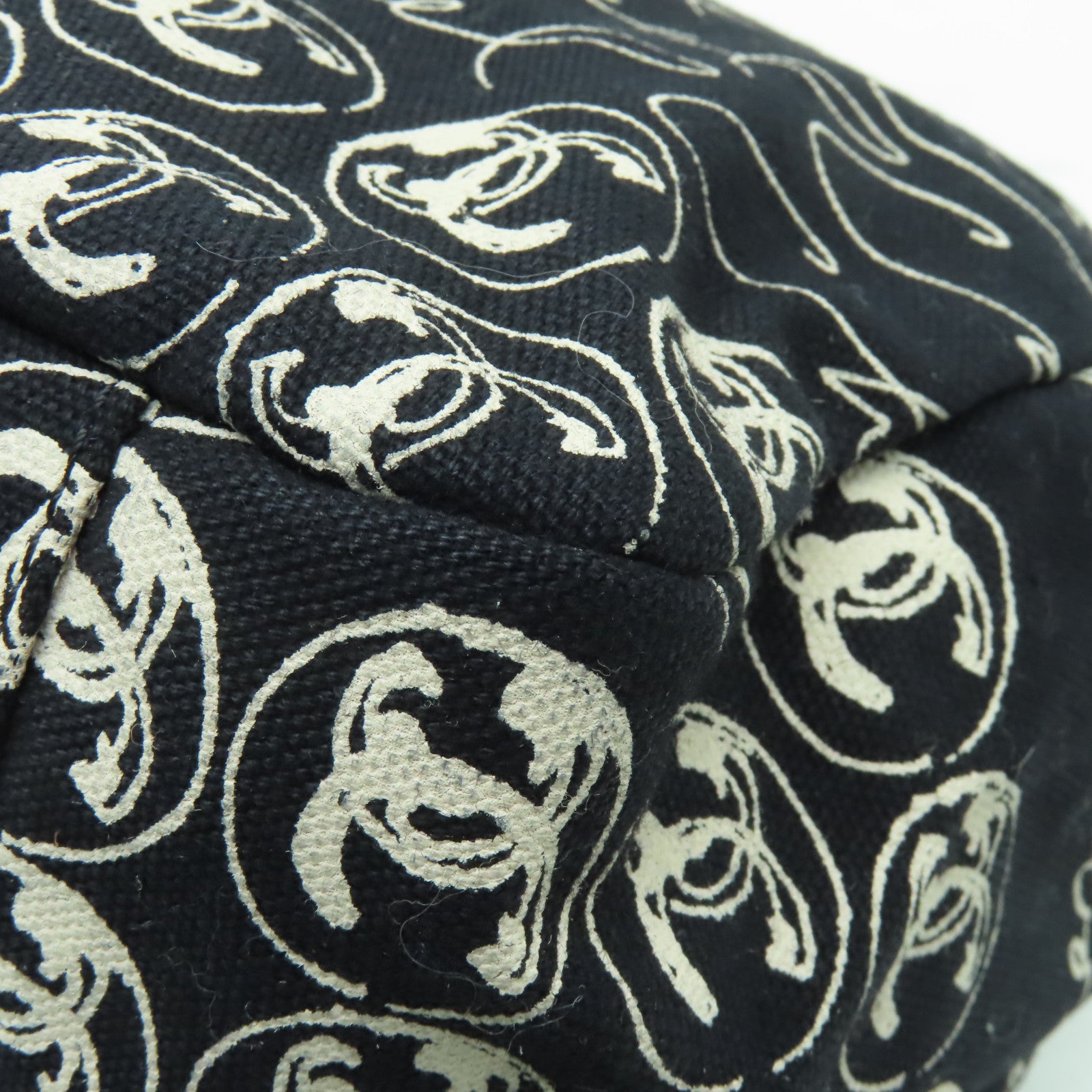 CHANEL 【清倉大減價】帆布Chain Shoulder Bag銀扣鏈帶肩背袋黒色