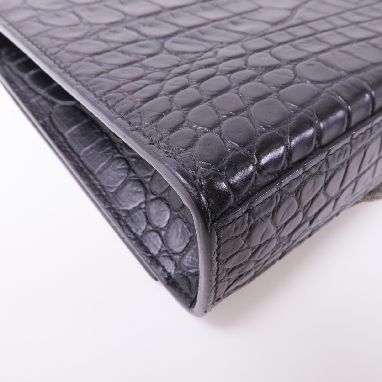 SAINT LAURENT 牛皮皮革Shoulder Bag銀扣鏈帶肩背袋