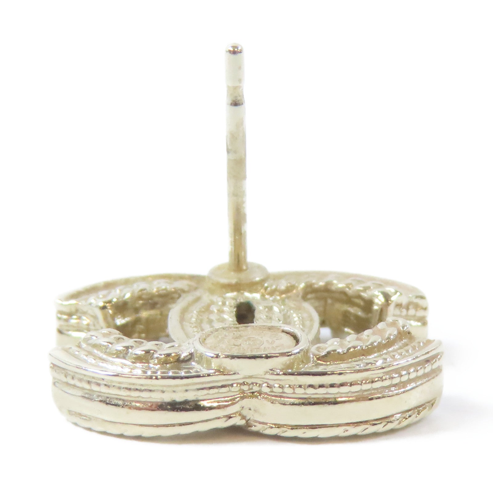CHANEL 金屬Pierced Earrings耳環金色/白色
