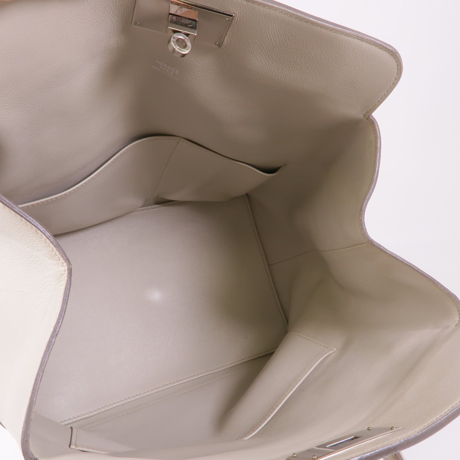 HERMES Swift皮革Tool Box 26銀扣手挽肩背兩用袋Pearl Grey