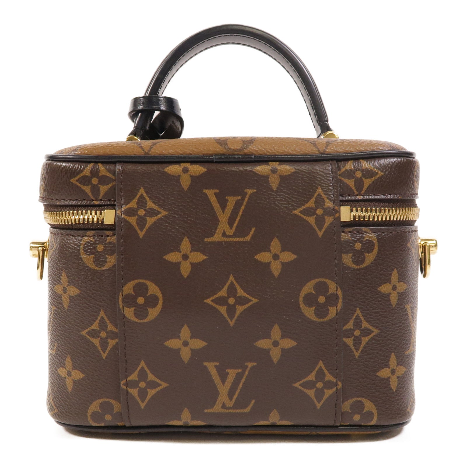 LOUIS VUITTON Monogram Reverse Vanity PM金扣手挽肩背兩用袋棕色
