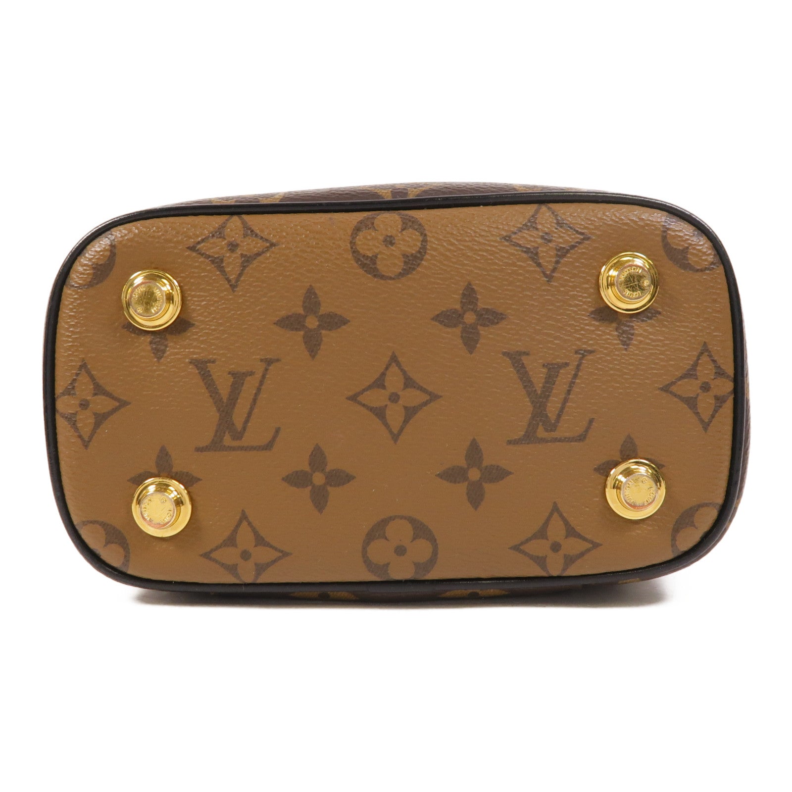 LOUIS VUITTON Monogram Reverse Vanity PM金扣手挽肩背兩用袋棕色