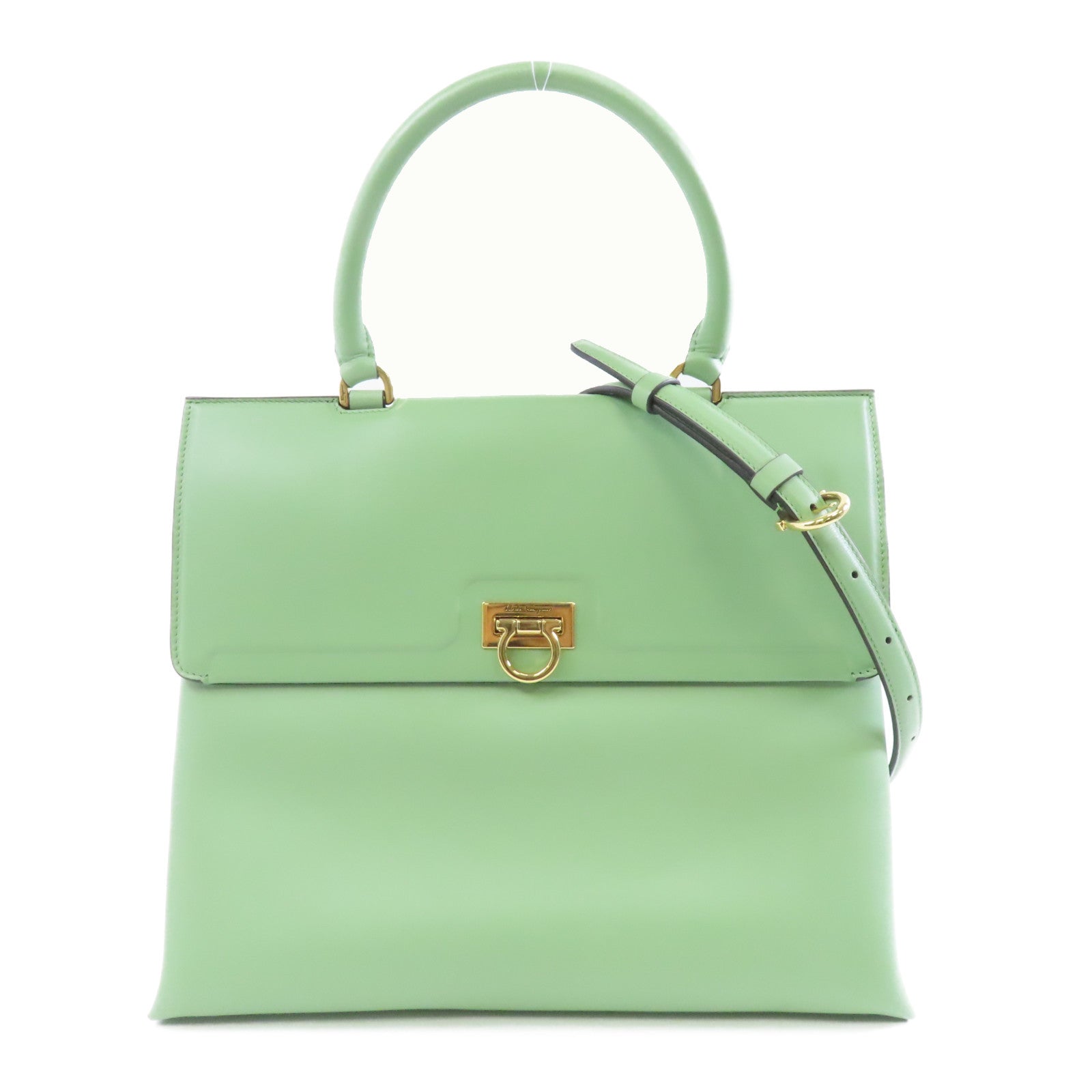 Salvatore Ferragamo 牛皮皮革2way Shoulder Bag金扣手挽肩背兩用袋綠色