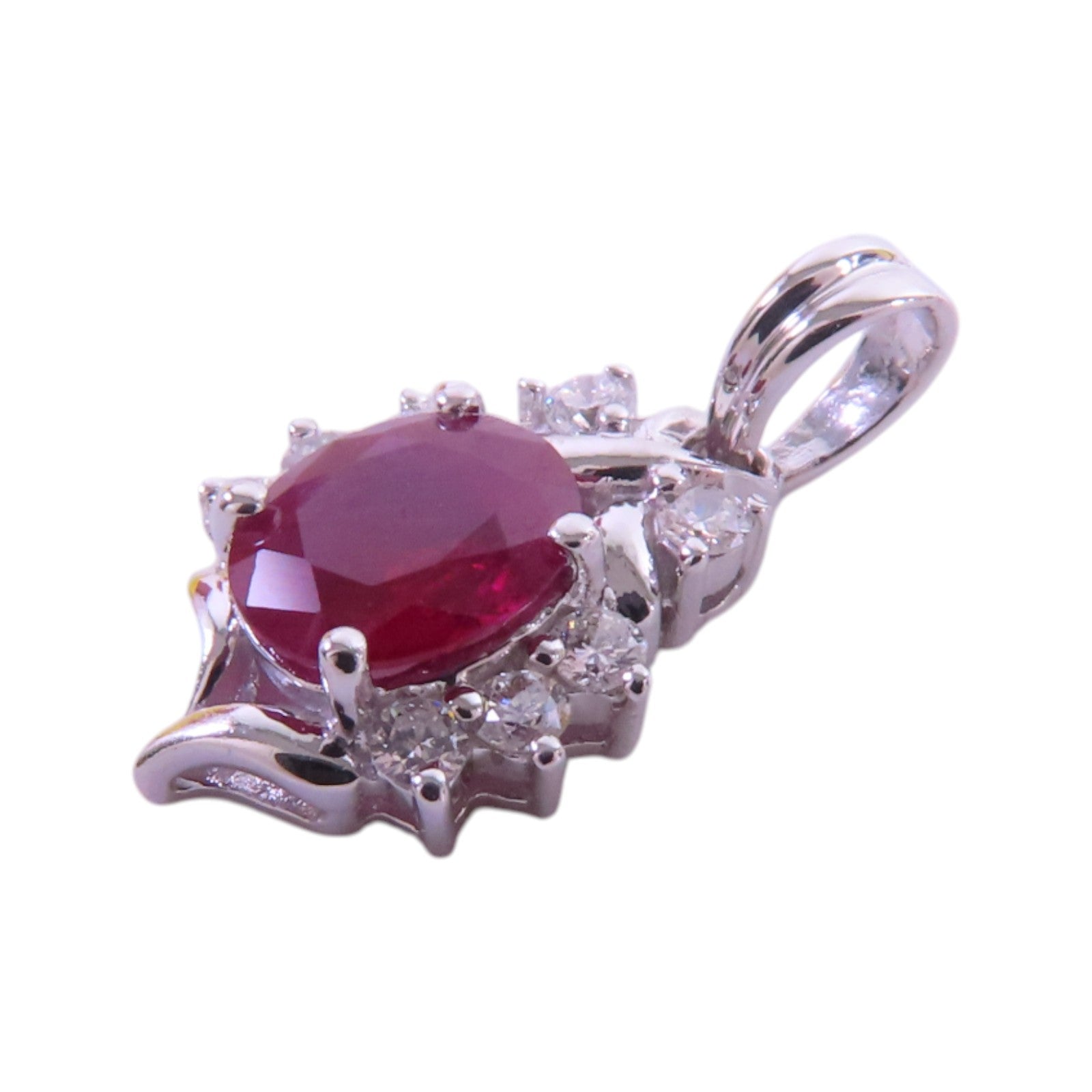 JEWELRY 18K白金Ruby Diamond Pendant Top紅寶石/鑽石吊墜頭扣