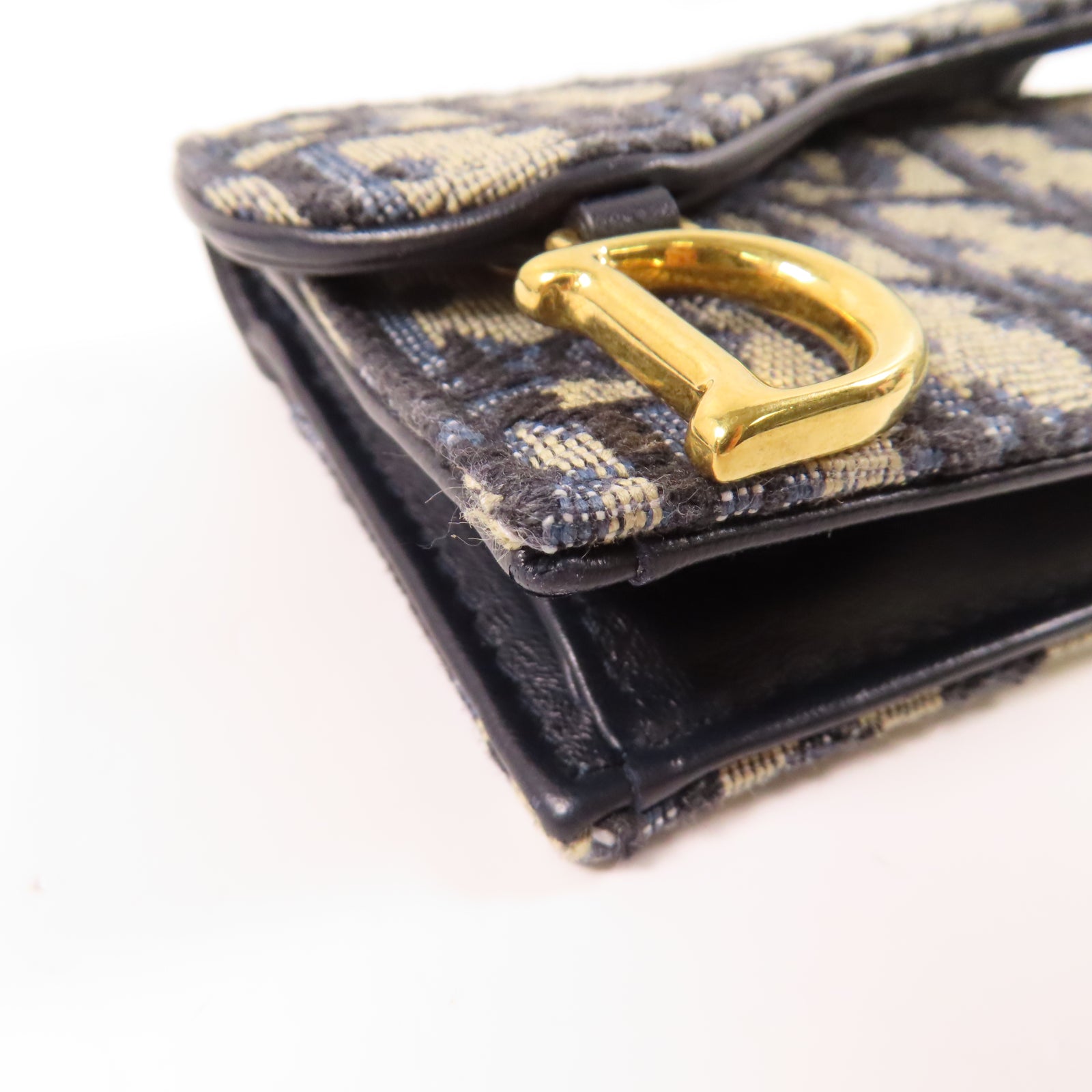 Dior 帆布Card Case金扣卡片套藍色