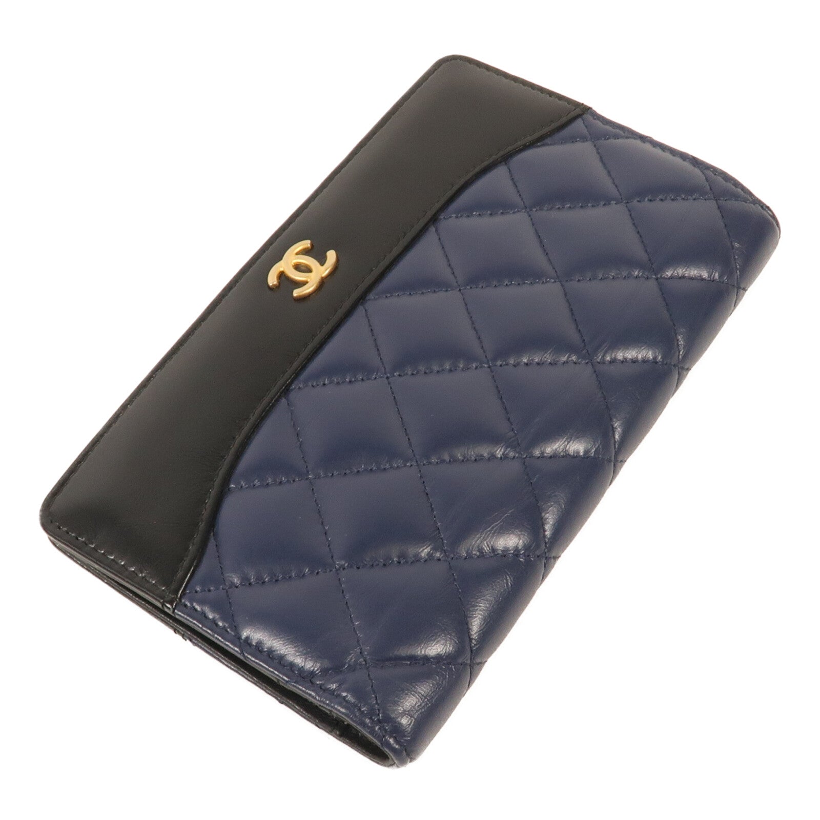 CHANEL 牛皮皮革Long Wallet金扣長錢包