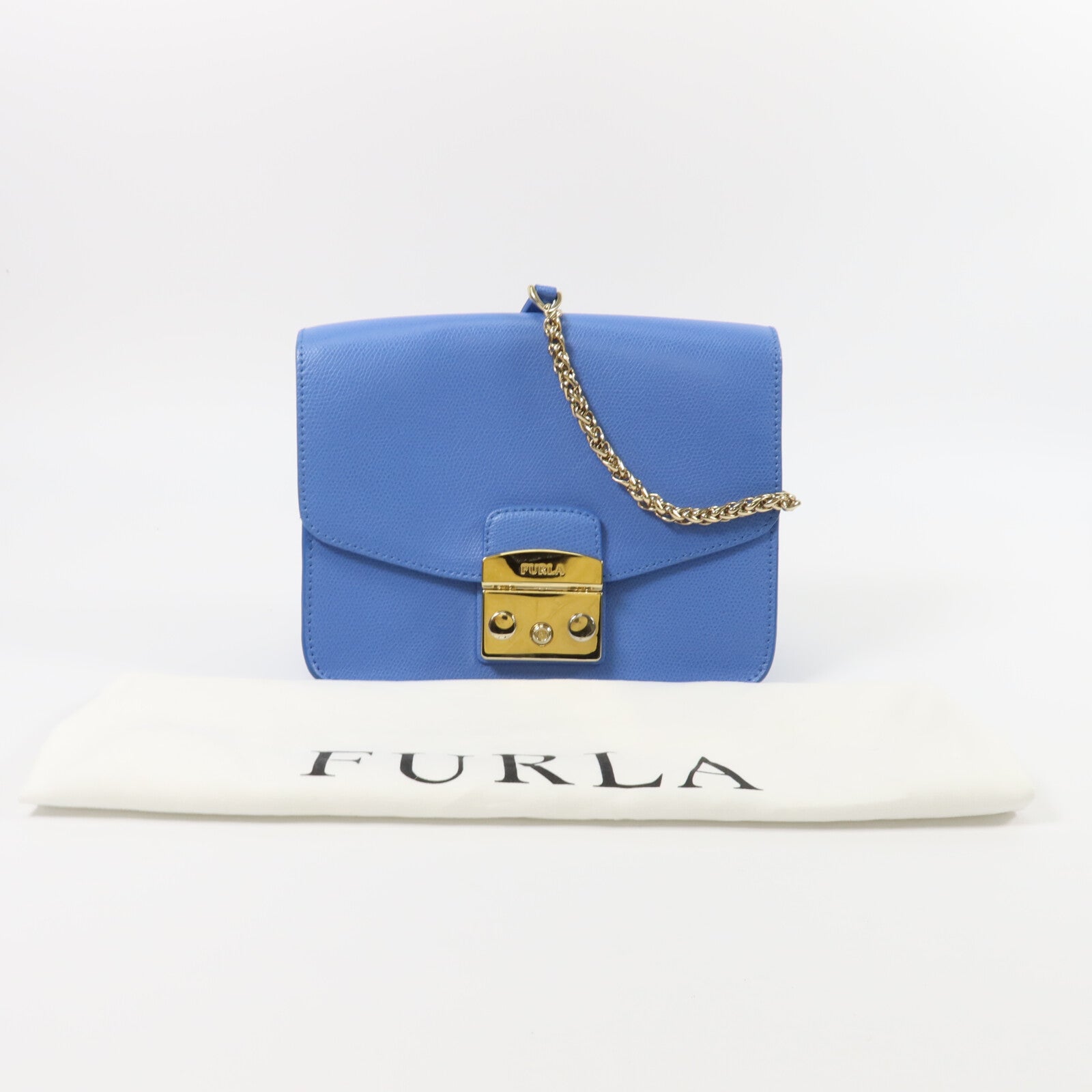 Furla 牛皮皮革Shoulder Bag鏈帶肩背袋