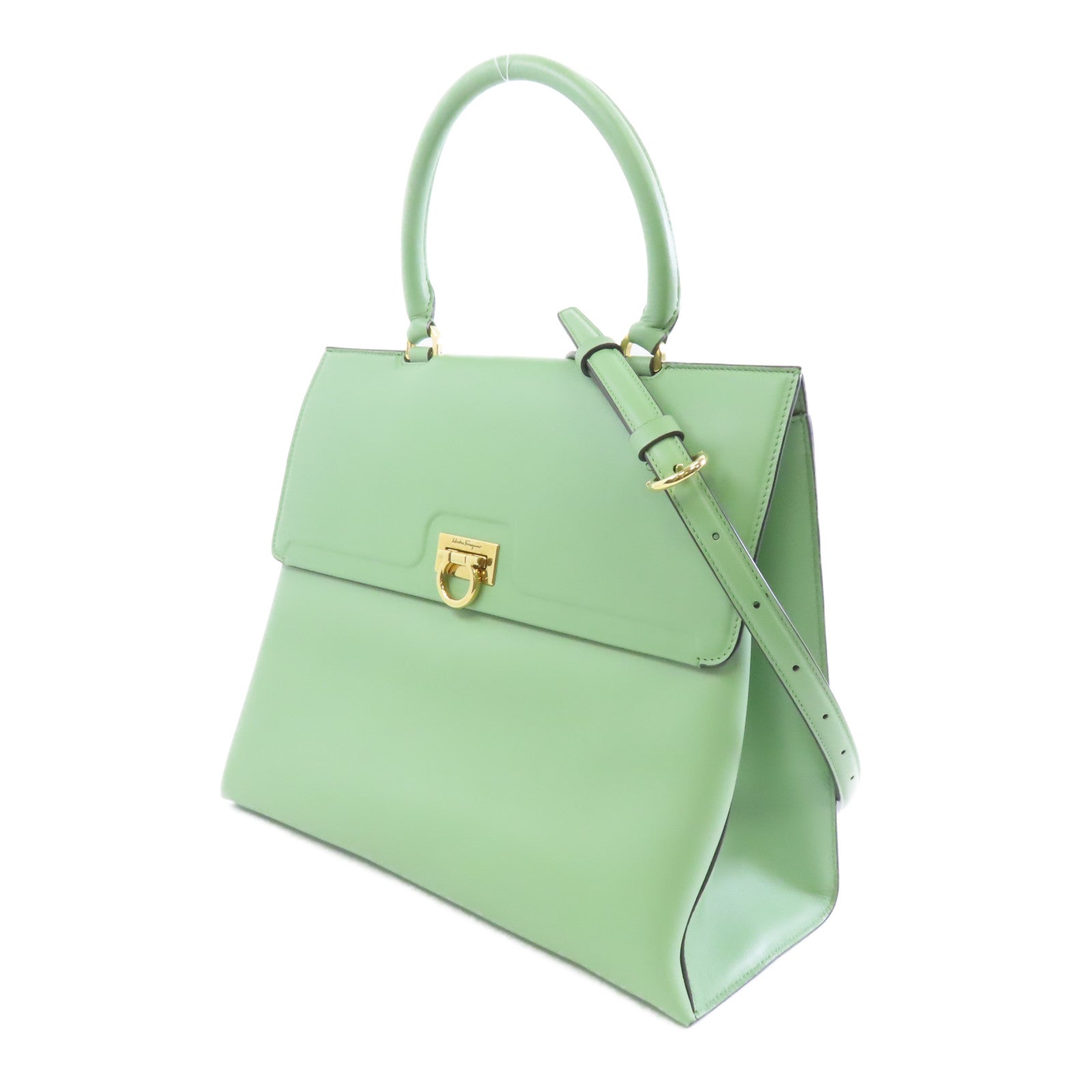 Salvatore Ferragamo 牛皮皮革2way Shoulder Bag金扣手挽肩背兩用袋綠色