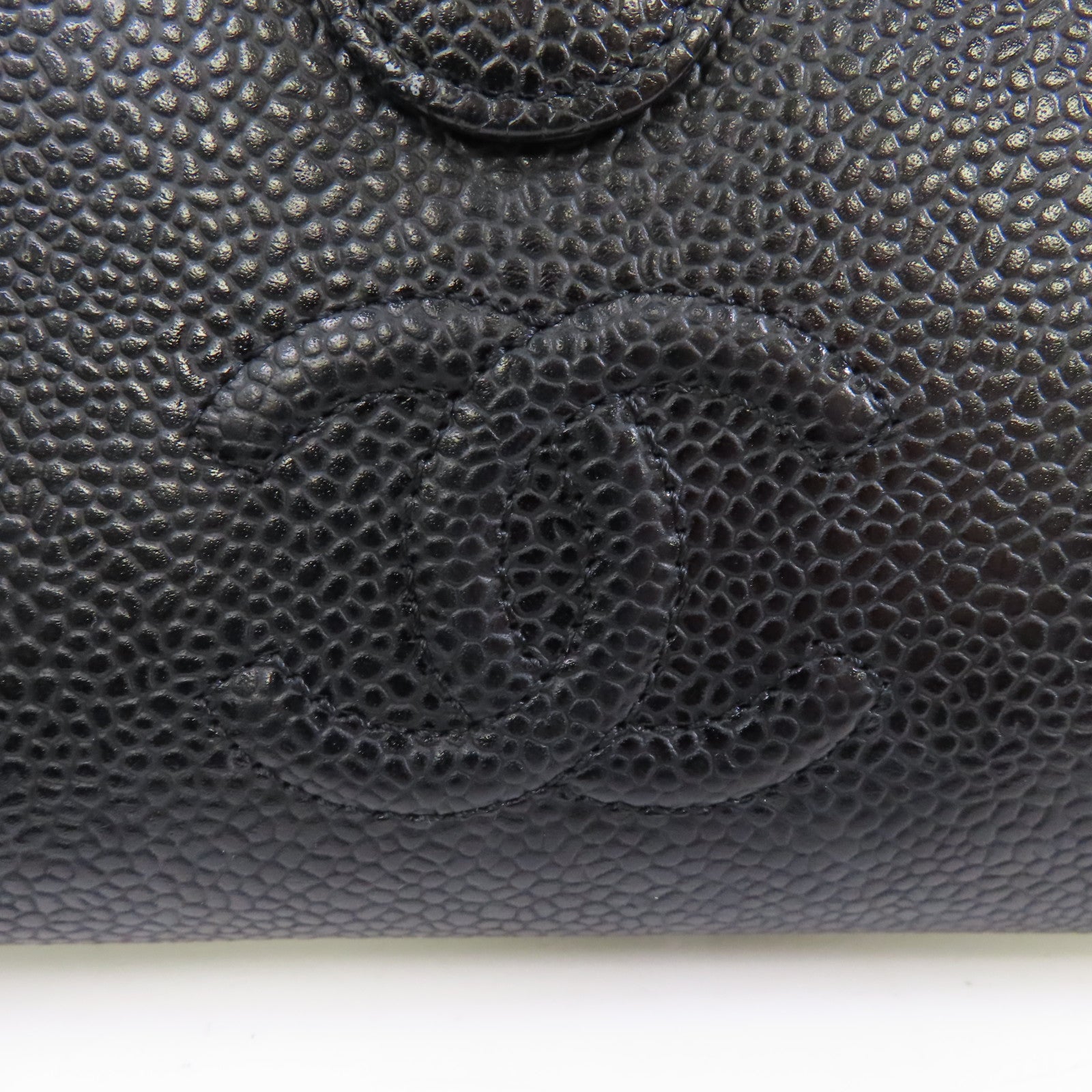 CHANEL 牛皮皮革Wallet銀扣錢包黑色