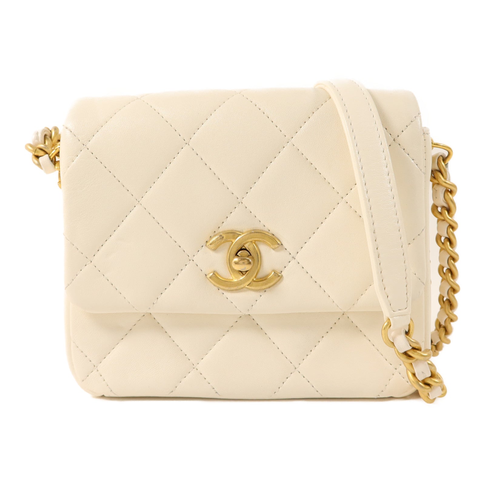 CHANEL 【激減優惠】羊皮皮革Chain Shoulder金扣鏈帶肩背袋
