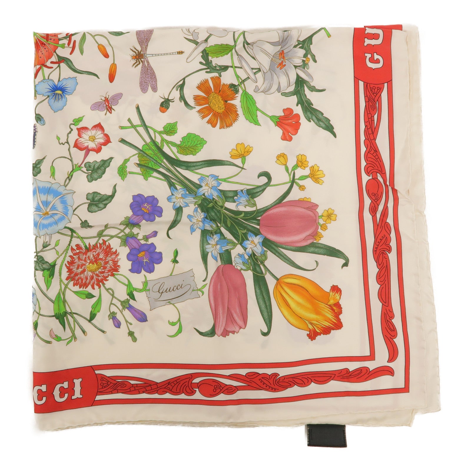 GUCCI 絲質Flower Scarf 86x86 絲巾