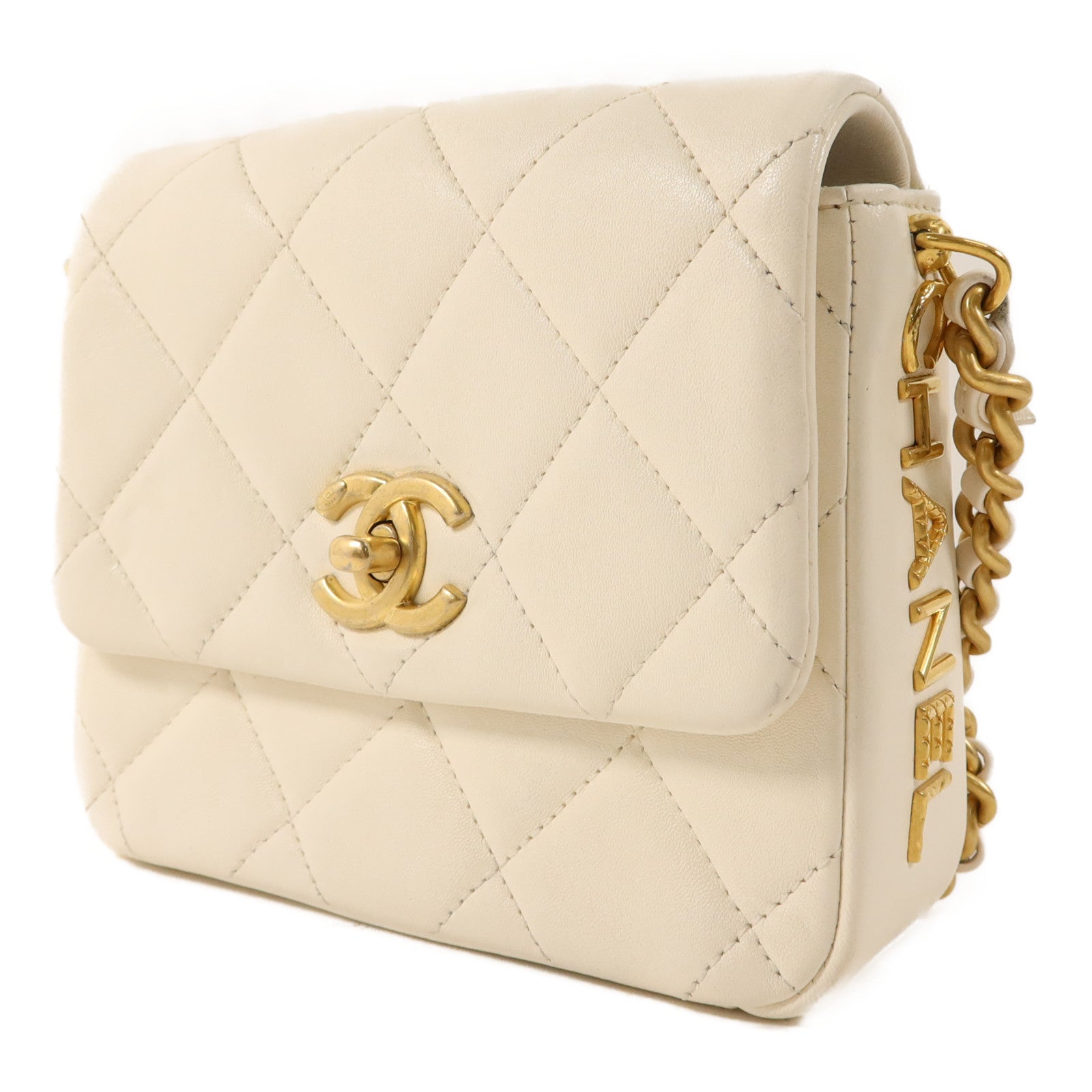 CHANEL 【激減優惠】羊皮皮革Chain Shoulder金扣鏈帶肩背袋