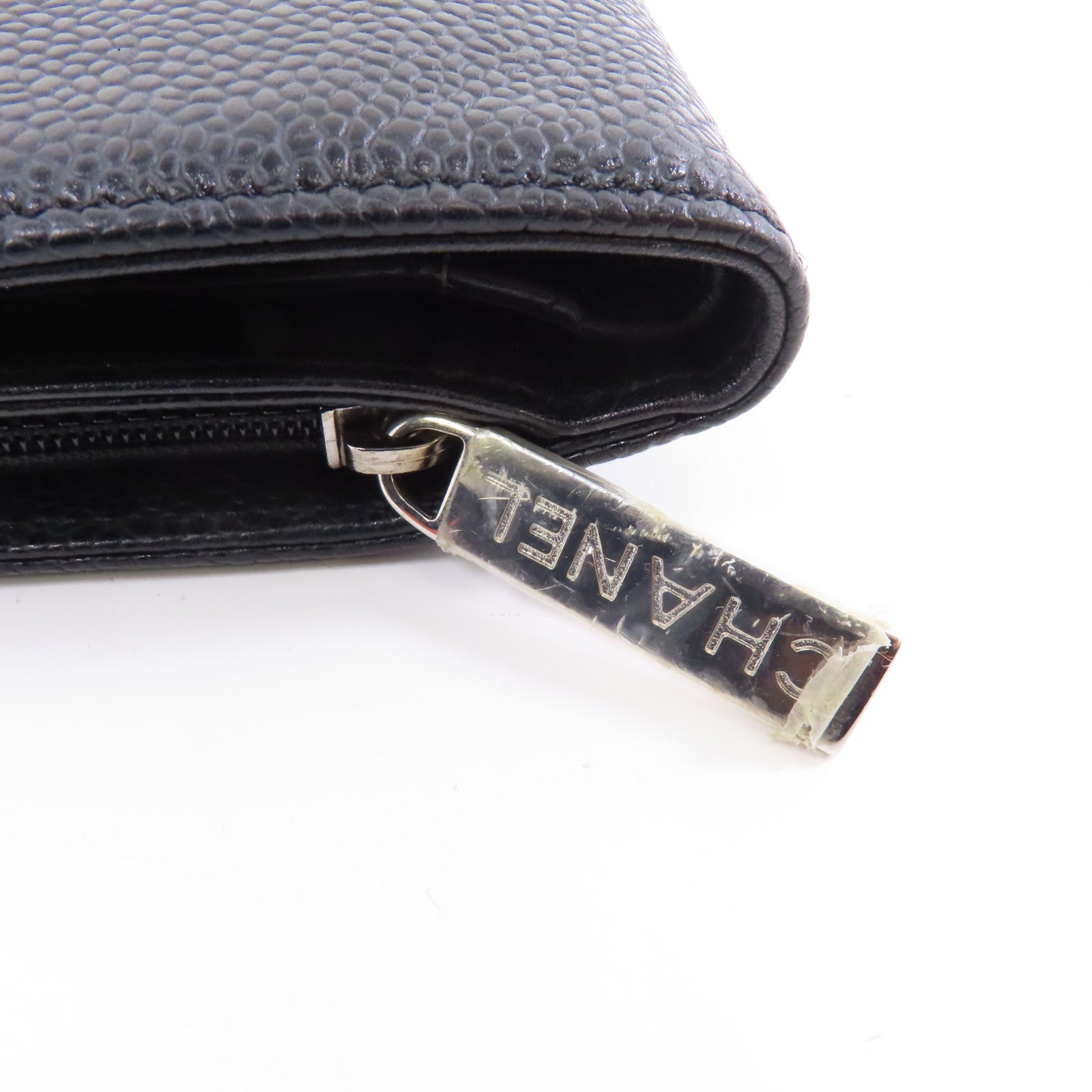 CHANEL 牛皮皮革Wallet銀扣錢包黑色