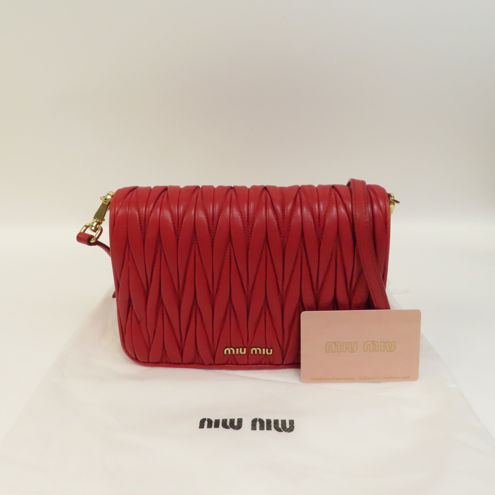 Miu Miu 羊皮皮革Shoulder Bag金扣肩背袋紅色